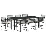 vidaXL Ensemble Salle à Manger Jardin 9 Pièces avec Coussins Noir Rotin Poly