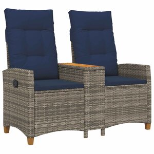 vidaXL Banc inclinable avec table Gris et bleu marine polyrotin