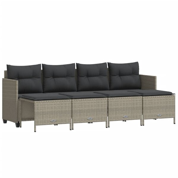 vidaXL Salon de jardin 5 Pièces avec coussins gris clair résine tressée