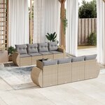 vidaXL Salon de jardin avec coussins 9 Pièces beige résine tressée