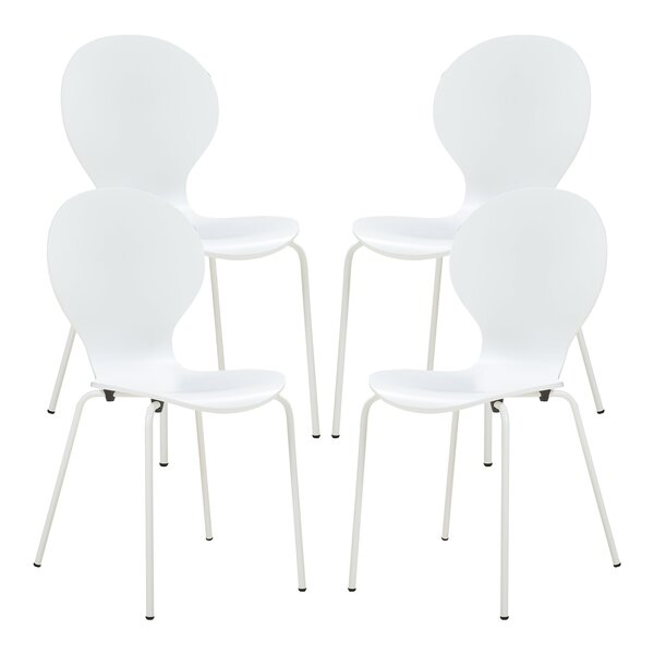 Lot de 4 chaises de salle à manger 85 x 48 x 50 cm moderne design robuste blanc 03_0009816