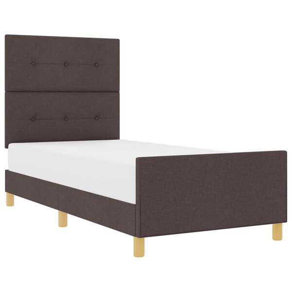 vidaXL Cadre de lit avec tête de lit Marron foncé 80 x 200 cm tissu