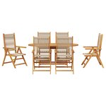 Set de jardin 7 pièces vidaXL beige en bois d'acacia et en poly rotin