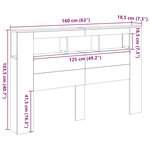 Tête de lit LED vidaXL Chêne Noir 160x18 5x45 cm Bois d'ingénierie
