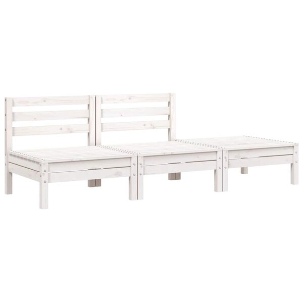 vidaXL Canapé de jardin 3 places blanc bois de pin massif
