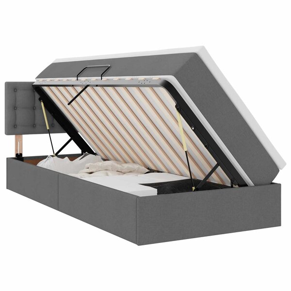 vidaXL Lit de rangement LED avec matelas Gris foncé 90 x 190 cm Tissu