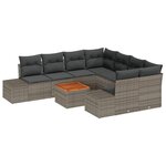 vidaXL Ensemble de canapé de jardin avec stockage 9 Pièces Gris polyrotin