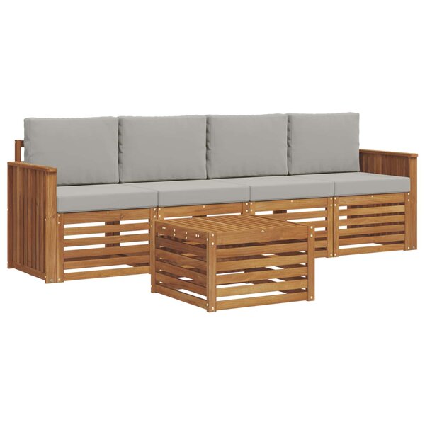 vidaXL Ensemble de canapés d'extérieur 5 pc Gris Naturel et Clair