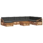 vidaXL Ensemble de canapés d'extérieur 9 pc Naturel et Anthracite
