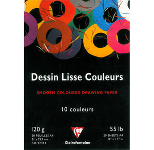 Bloc papier couleur 10 teintes A4 20F 120g CLAIREFONTAINE