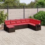 vidaXL Salon de jardin 8 Pièces avec coussins marron résine tressée