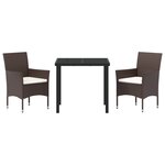 vidaXL Ensemble de Salle à Manger de Jardin 3 Pièces Marron Poly Rattan