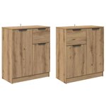 vidaXL Buffets 2 Pièces Chêne artisanal 60 x 30 x 70 cm Bois d'ingénierie