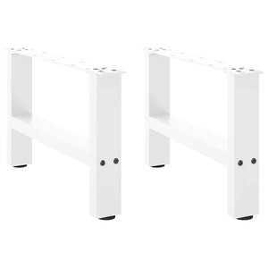 vidaXL Pieds de table basse Blanc 2 pièces 50 x (30-31) cm Acier