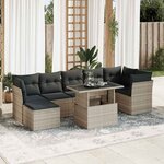 vidaXL Salon de jardin 8 Pièces avec coussins gris clair résine tressée