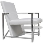 vidaXL Fauteuil avec pieds chromés Blanc Similicuir
