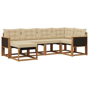 vidaXL Ensemble de canapés d'extérieur 6 Pièces Naturel et Beige