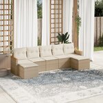 vidaXL Salon de jardin avec coussins 7 Pièces beige résine tressée