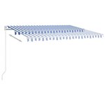 vidaXL Auvent rétractable automatique avec poteaux 4x3 m Bleu et blanc