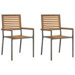 Chaises de jardin empilables vidaXL avec coussins  2 Pièces  Gris  Poly Rattan