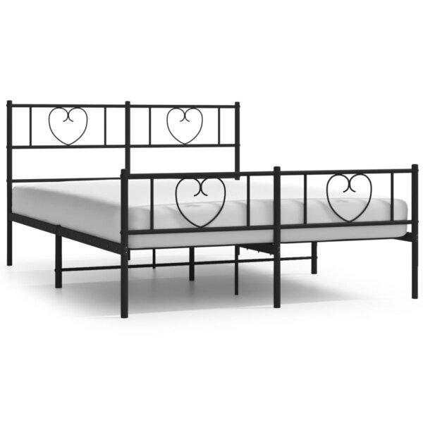 vidaXL Cadre de lit métal sans matelas avec pied de lit noir 160x200cm