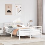vidaXL Cadre de lit et tête de lit sans matelas blanc 135x190 cm
