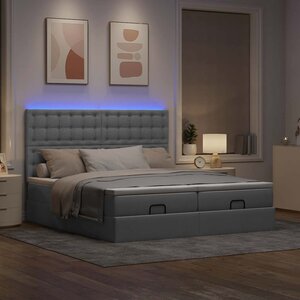 VidaXL Cadre de lit ottoman et matelas gris clair 200x200cm tissu