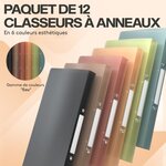 ACROPAQ - 12 x Classeur Souple A4 - 2 Anneaux 16mm  Jusqu'à 100 feuilles  Dos de 2 5 cm  Eau  Collection de Couleurs 'Nature'