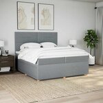 vidaXL Sommier à lattes de lit avec matelas Gris clair 200x200cm Tissu