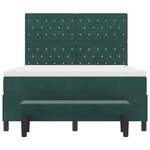 vidaXL Lit à Sommier avec Matelas & Banc Vert Foncé 140x190 cm Velours