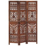 vidaXL Cloison de séparation 3 panneaux Marron 120x165cm Bois manguier