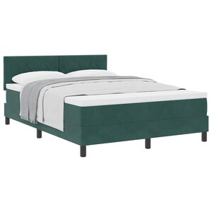 vidaXL Lit à ressorts avec tête de lit Vert foncé 140 x 200 cm Velours