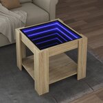 vidaXL Table basse avec LED chêne sonoma 53x53x45 cm bois d'ingénierie