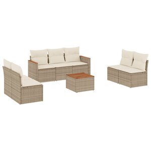 vidaXL Salon de jardin avec coussins 8 Pièces beige résine tressée