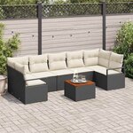 vidaXL Ensemble de canapé de jardin 8 Pièces Noir  blanc
