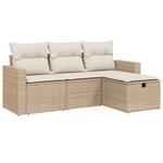 vidaXL Salon de jardin avec coussins 4 Pièces beige résine tressée