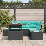 vidaXL Ensemble de salle à manger pour jardin 5 Pièces Noir et Sarcelle