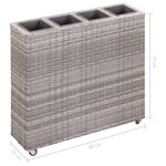 vidaXL Lit surélevé de jardin à 4 pots 80x22x79 cm Résine Tressée Gris