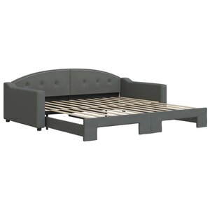 vidaXL Lit de jour avec gigogne sans matelas gris foncé 100x200 cm