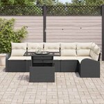 vidaXL Ensemble de canapé de jardin 7 Pièces Noir et crème polyrotin