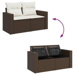 vidaXL Salon de jardin avec coussins 9 Pièces marron résine tressée