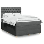 vidaXL Sommier à lattes de lit avec matelas Gris foncé 160x200cm Tissu