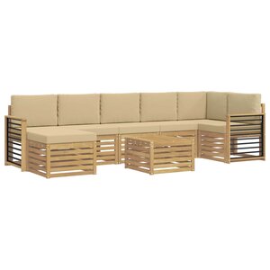 vidaXL Ensemble de canapés d'extérieur 8 pc Blanc et Beige Polyester