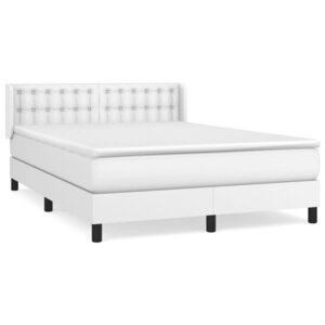 vidaXL Sommier à lattes de lit avec matelas Blanc 140x200cm Similicuir