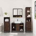 vidaXL Ensemble de meubles de salle de bain 3 Pièces chêne marron