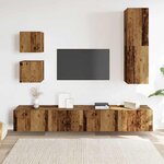 vidaXL Ensemble de meuble TV mural 5 Pièces vieux bois bois d'ingénierie