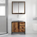 vidaXL Ensemble de mobilier de salle de bain 2 Pièces Bois Ancien
