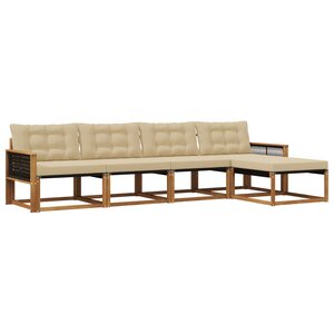 vidaXL Ensemble de canapés d'extérieur 5 pc Naturel et Beige