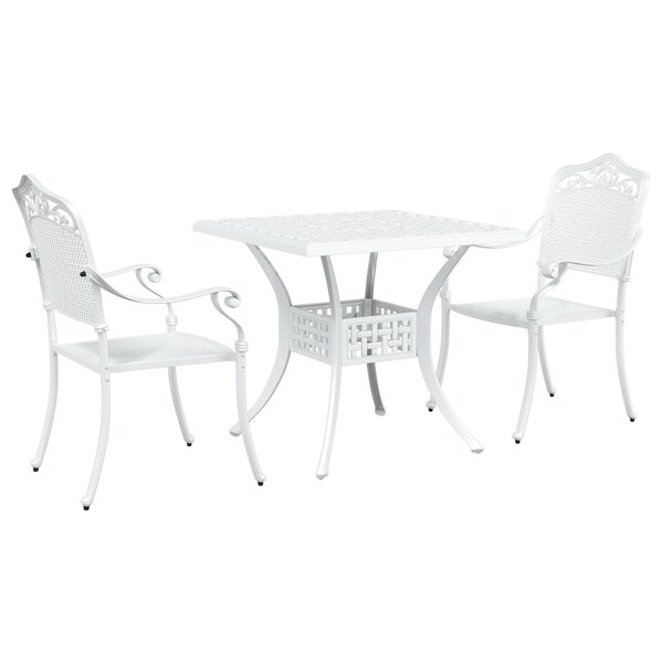 Ensemble de bistro de jardin 3 pièces vidaXL en aluminium moulé blanc
