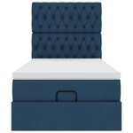vidaXL Lit ottoman avec matelas et LED Bleu 90x200 cm Tissu